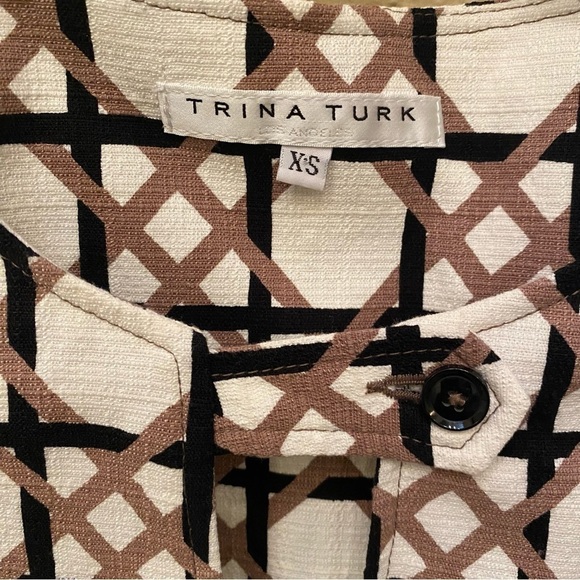 TRINA TURK Women Danie Geometric Neutral Color Sleeveless Top Size XS - Picture 3 of 12